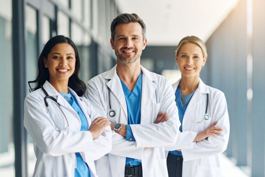 three healthcare professionals